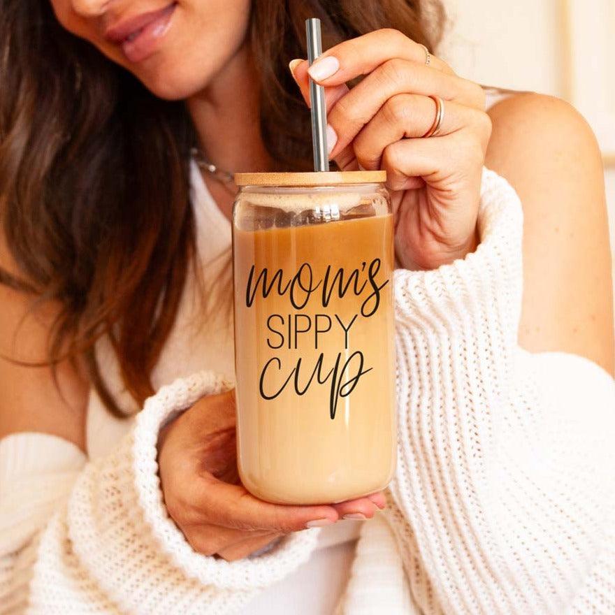 Mom's Sippy Glass Cup