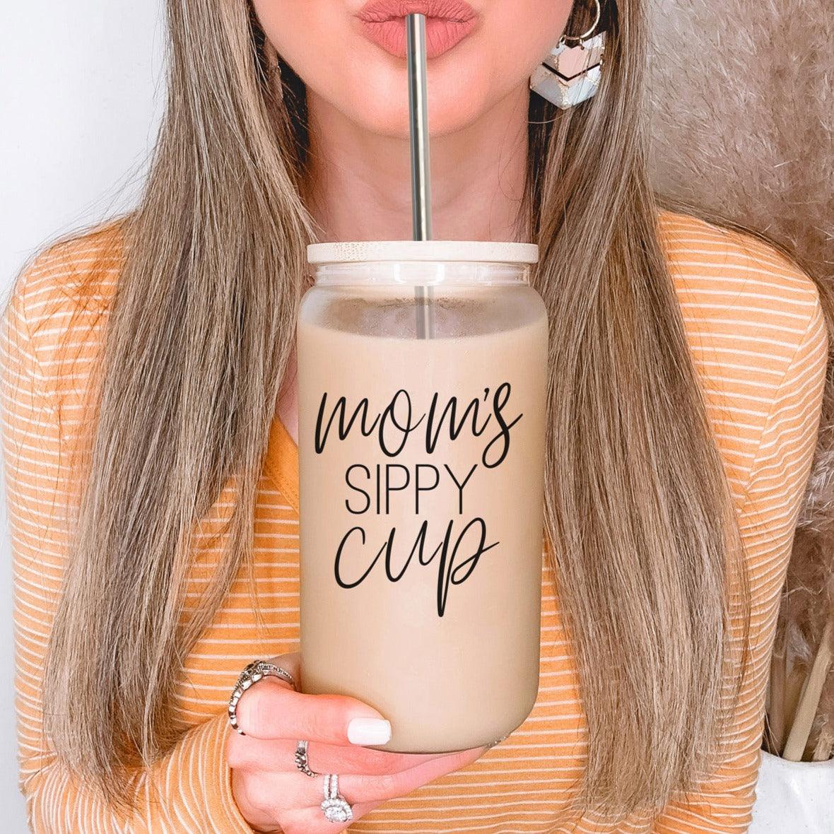 Mom's Sippy Glass Cup