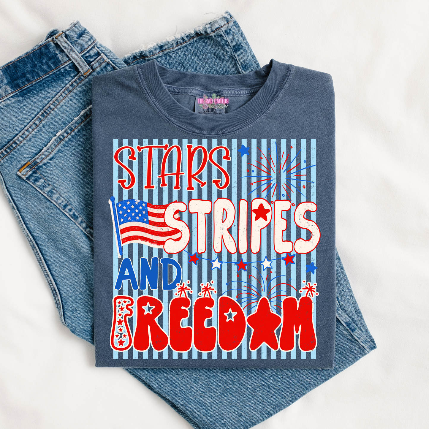 Stars, Stripes and Freedom Graphic Tee or Crewneck Sweatshirt