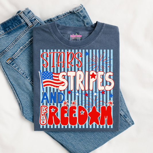 Stars, Stripes and Freedom Graphic Tee or Crewneck Sweatshirt