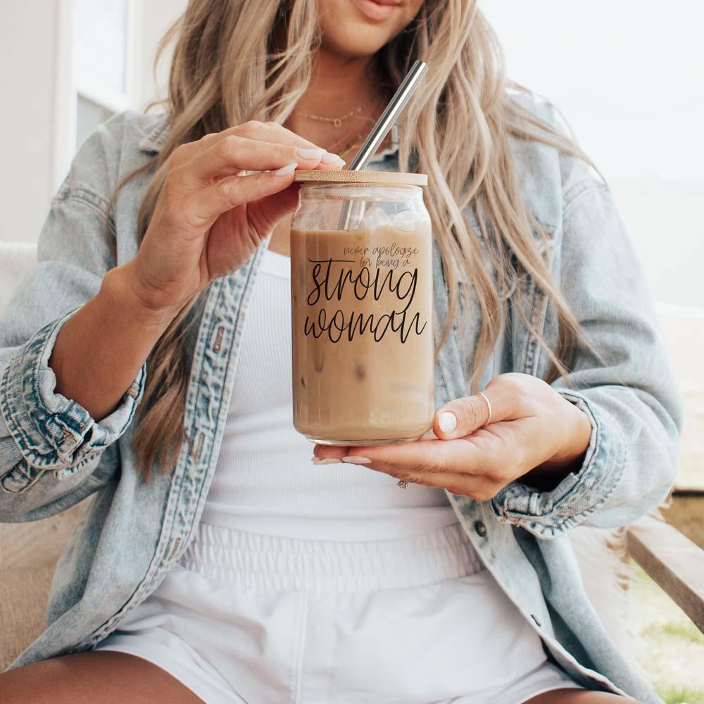 Strong Woman Glass Cup