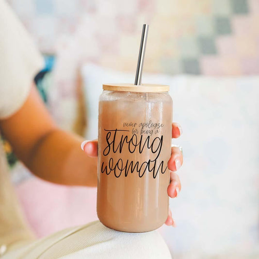 Strong Woman Glass Cup