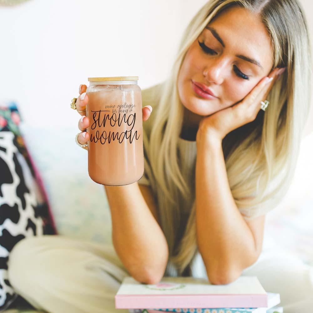 Strong Woman Glass Cup