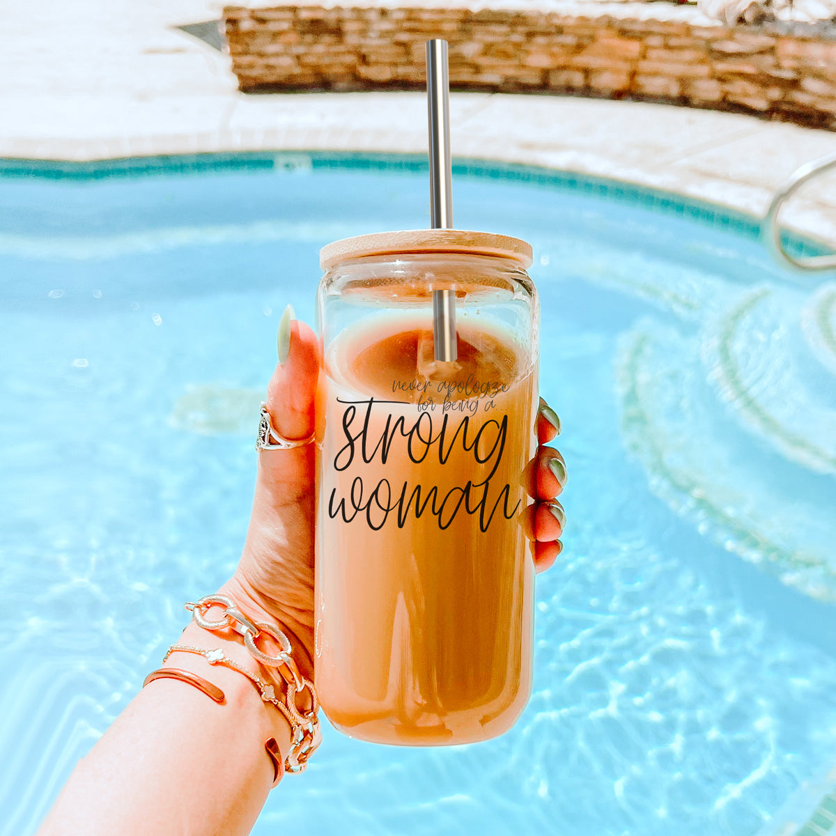Strong Woman Glass Cup