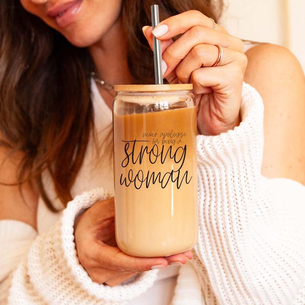 Strong Woman Glass Cup