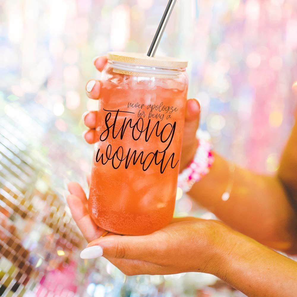 Strong Woman Glass Cup