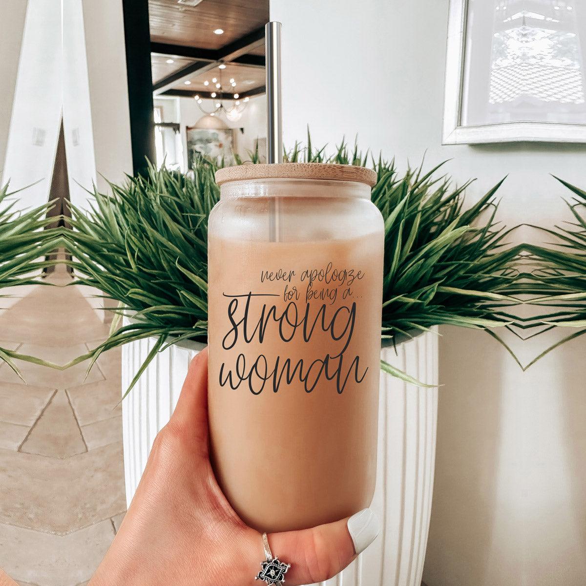 Strong Woman Glass Cup