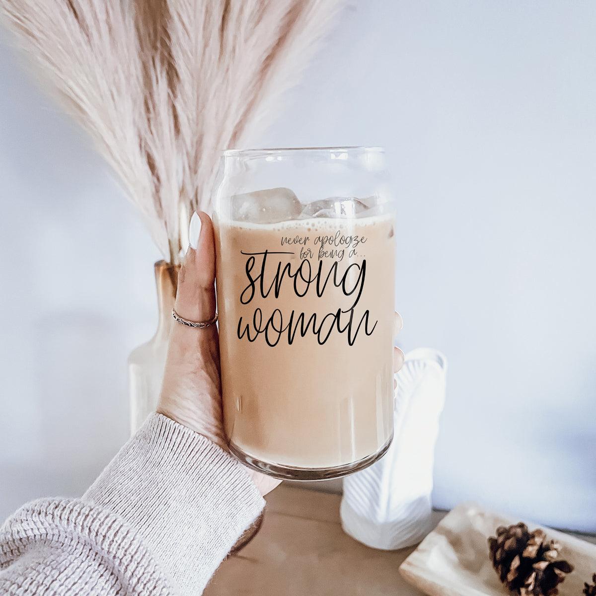 Strong Woman Glass Cup
