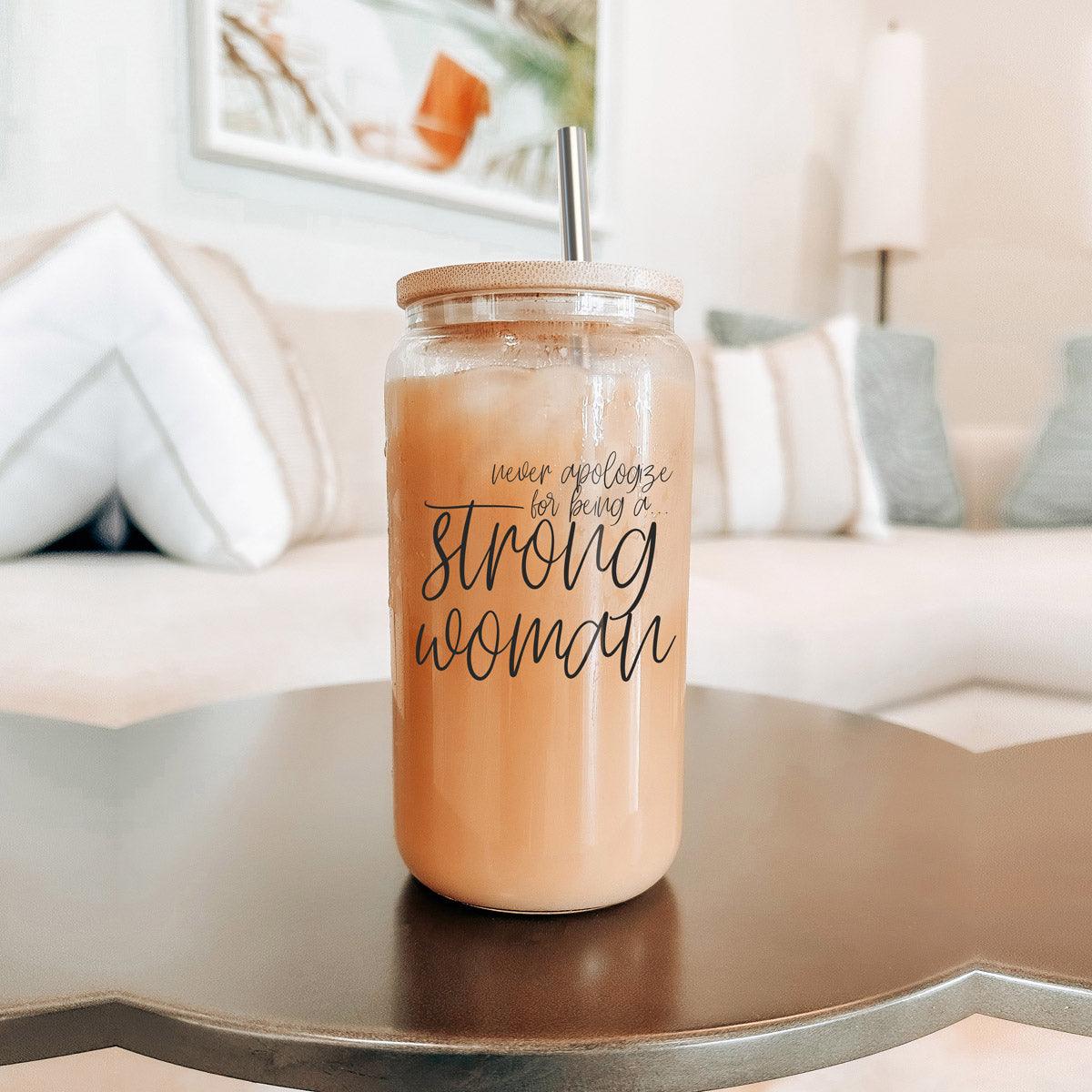 Strong Woman Glass Cup