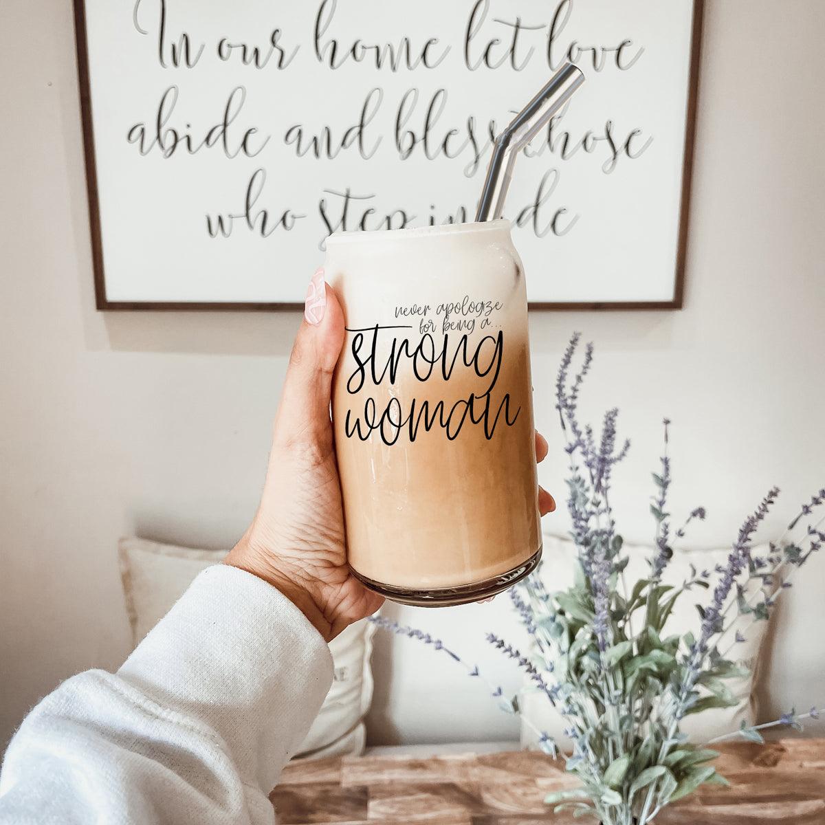 Strong Woman Glass Cup