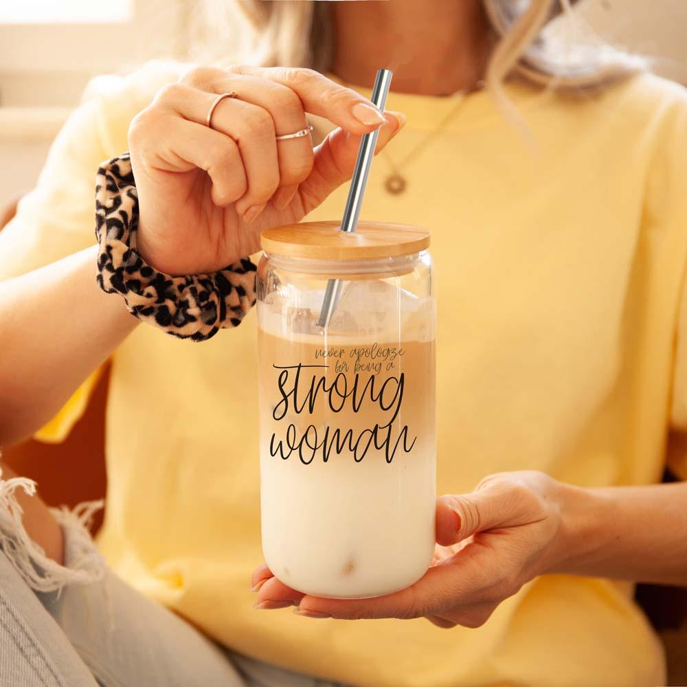 Strong Woman Glass Cup