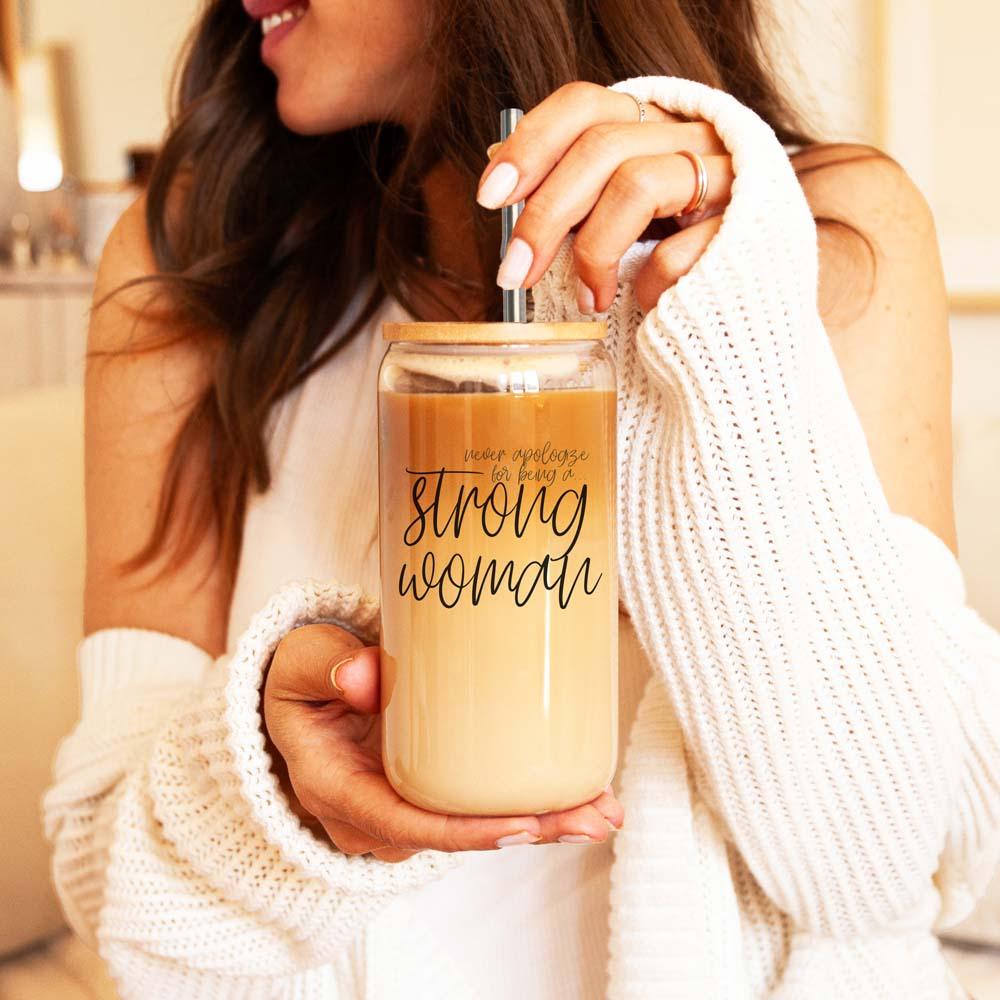 Strong Woman Glass Cup