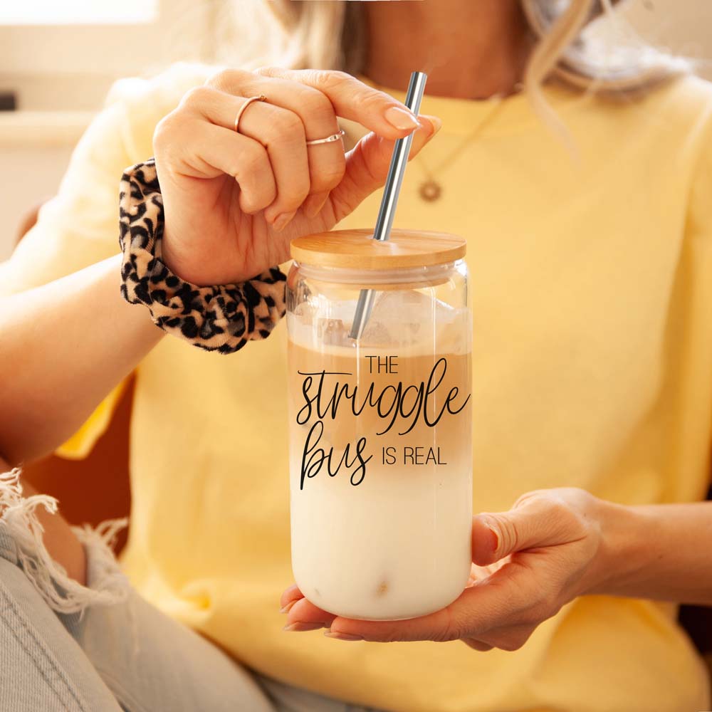 Struggle Bus Glass Cup