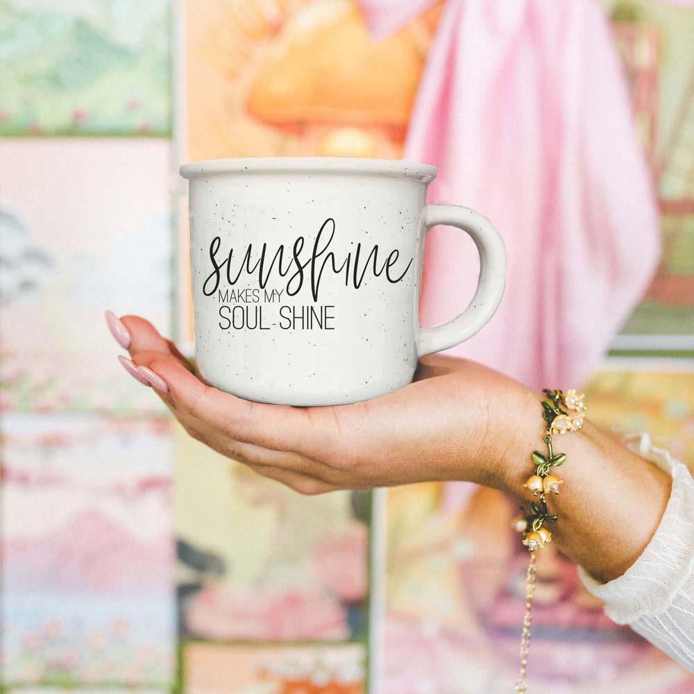 happy vibes ceramic cup
sunshine quote coffee mug
soul shine ceramic gift