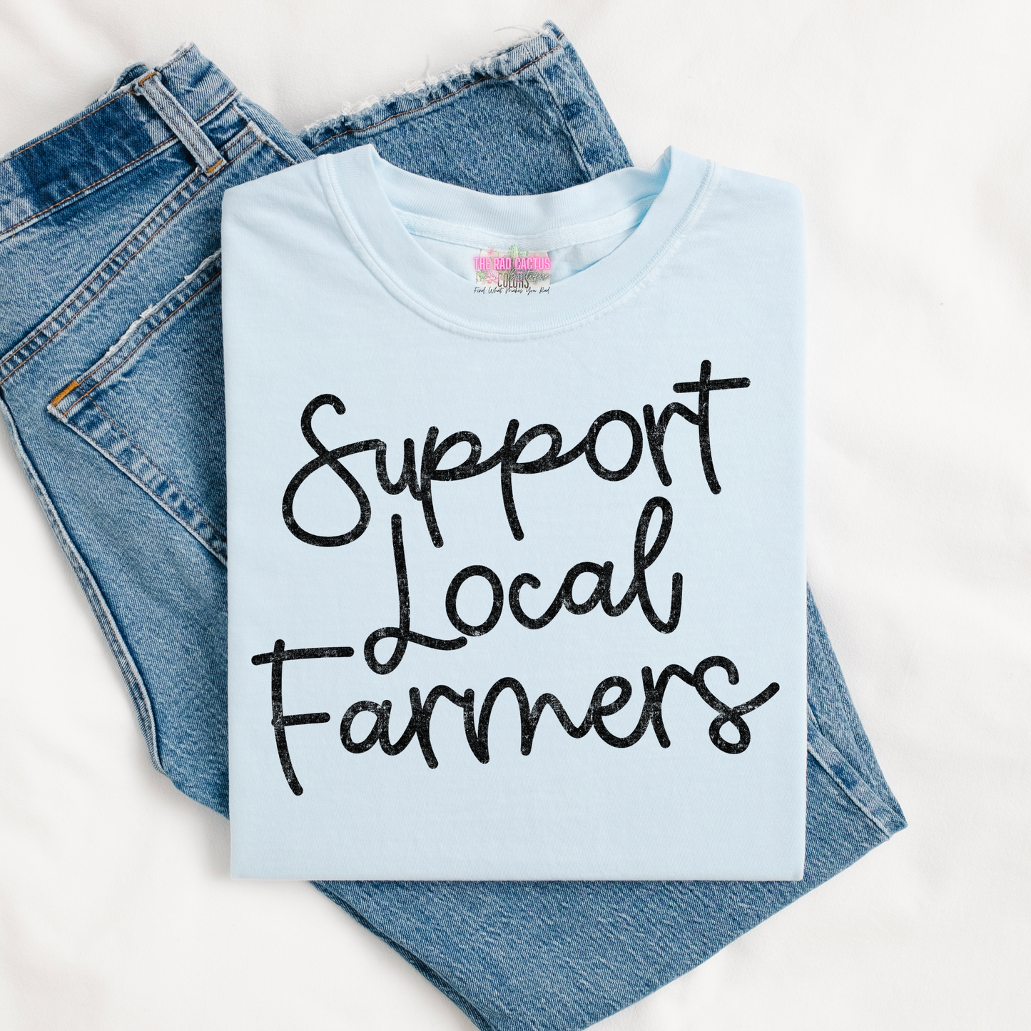 Support Local Farmers Black Ink Graphic Tee or Crewneck Sweatshirt