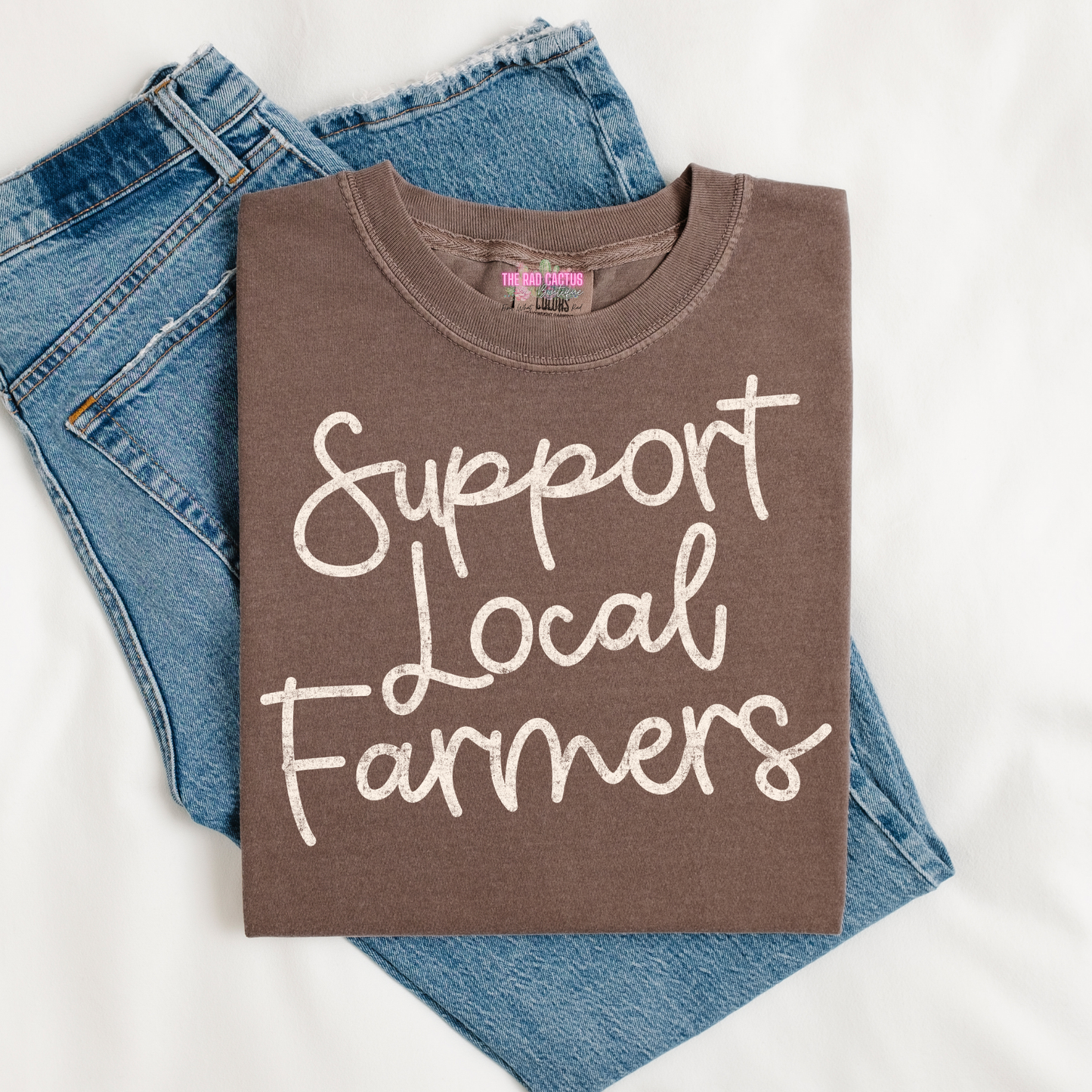 Support Local Farmers Cream Ink Graphic Tee or Crewneck Sweatshirt