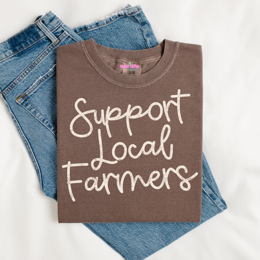 Support Local Farmers Cream Ink Graphic Tee or Crewneck Sweatshirt
