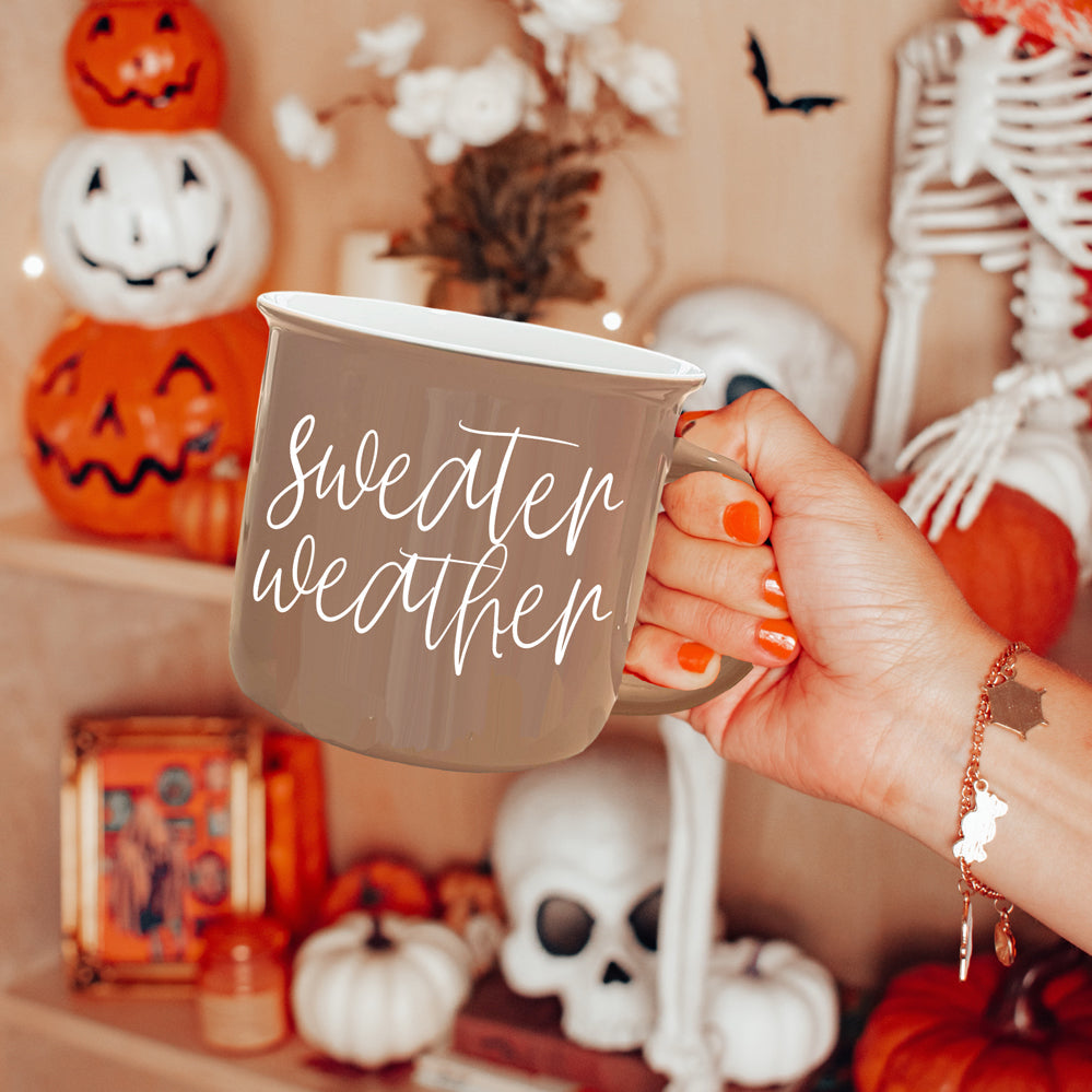 Cozy Fall Morning Coffee Mug Brown Ceramic
Fall Lover Gift Coffee Mug Sweater Weather Design
