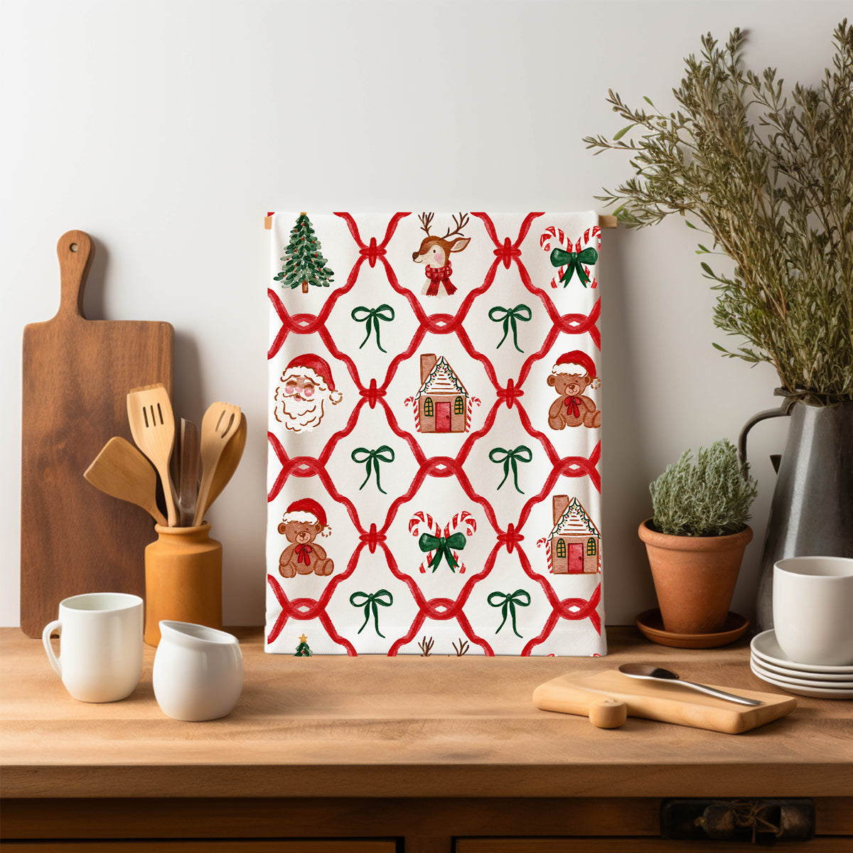 Retro Christmas kitchen towel vintage
Mid century modern Christmas kitchen decor
Retro holiday kitchen accessories