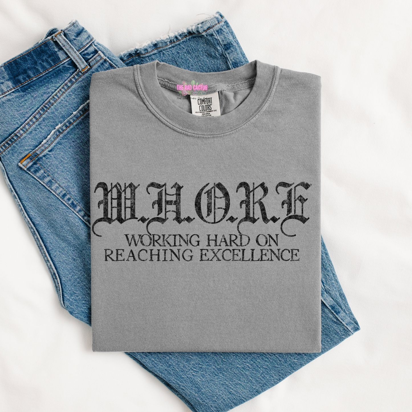 Working Hard On Reaching Excellence Black Ink Graphic Tee or Crewneck Sweatshirt
