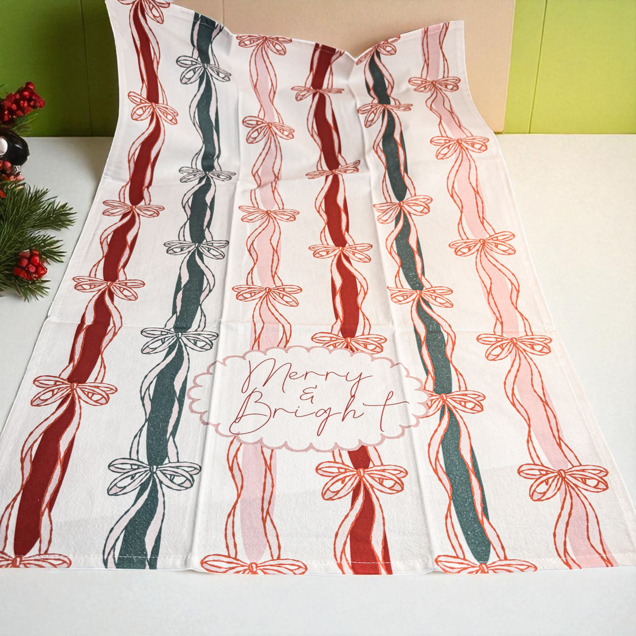 Upscale Christmas kitchen decor
Premium Christmas kitchen towel bow
Elevated holiday home decor kitchen
Feminine holiday kitchen accessories